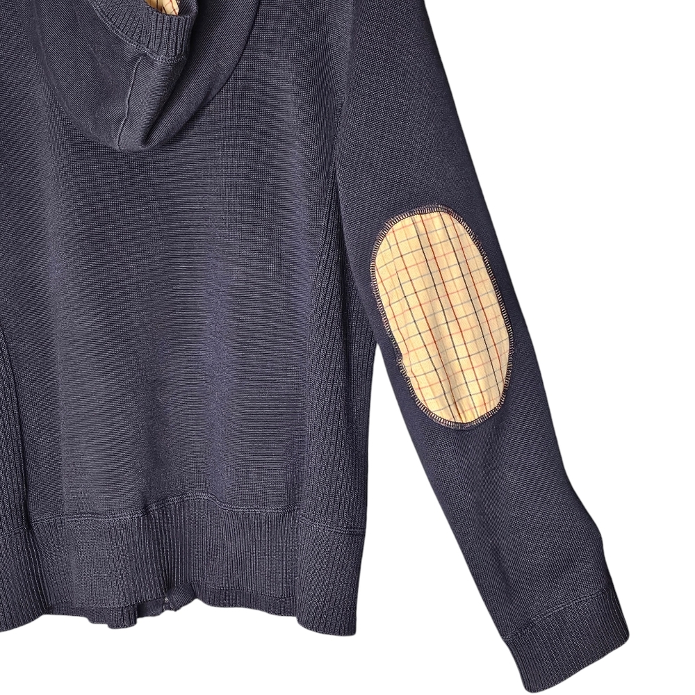 Pendleton Full Zip Navy Elbow Patch Plaid Hooded … - image 3